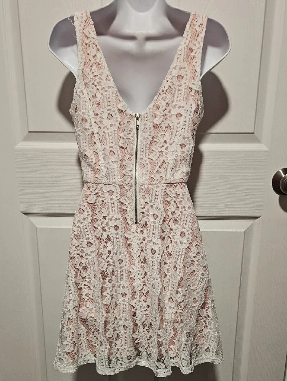 Speechless Ivory Lace Mini Dress with Nude Lining - Picture 3 of 4